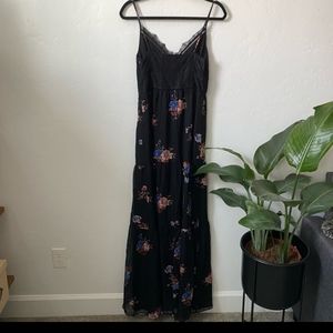 NWT L’AGENCE | Black Lace Floral Maxi Dress